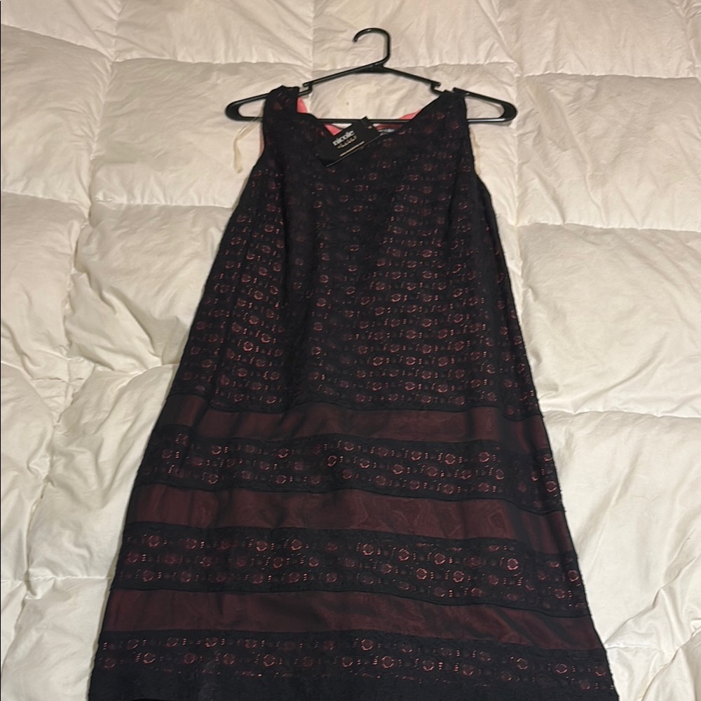Elegant Black and Red Lace Dress